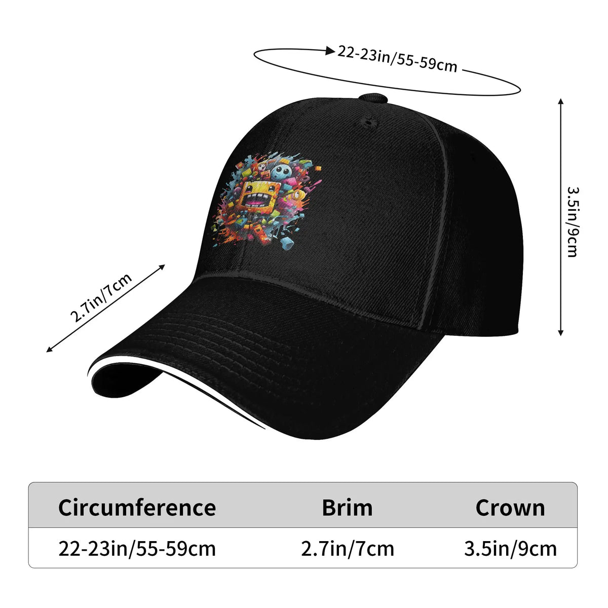 Geometria Kocka Gaming Dash Baseballová čiapka Hip Hop Sandwichové čiapky Unisex Nastaviteľná čiapka typu „dad hat“ Šport