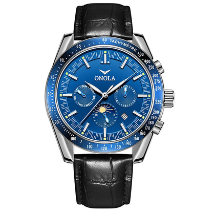 Mechanische Herrenuhr ONOLA – Luxuriöse Automatikuhr im lässigen Stil, mit Lederarmband und durchbrochenem Zifferblatt