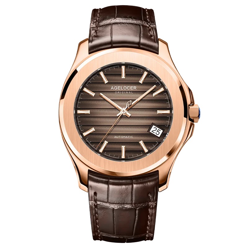 AGELOCER Original Baikal Watch Men's Luxury Gold Watch Big Calendar Business Automatic Mechanical Watch Birthday Gift for Men