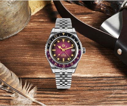 San Martin 2025 Men's Watches Retro NH34 GMT Sandwich Dial 40mm Bidirectional Sapphire Bezel Luxury Sports Watch 20Bar SN0134