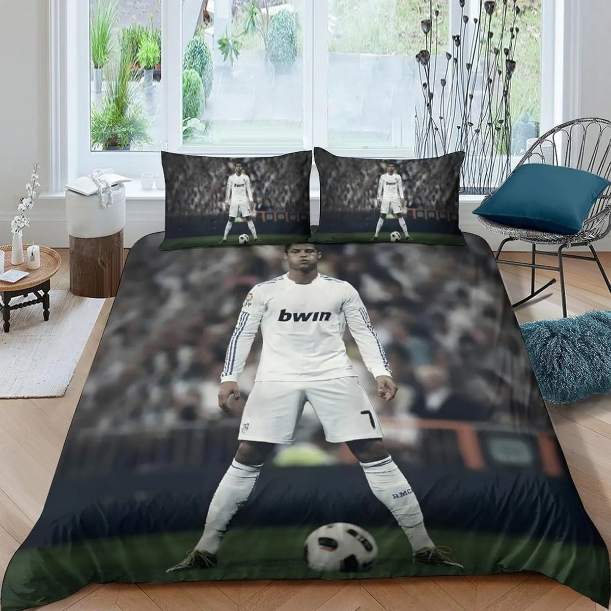 Fotbalový povlak na peřinu Ronaldo CR7, ložní souprava pro dospělé, chlapce i dívky, dekorace do ložnice, dárek pro děti, jednolůžková, dvojlůžková, velká velikost