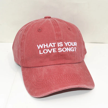 Kpop "What Is Your Love Song" Same Knitted Embroidery Caps,Tour Concert Cap Outdoor Retro Washed Baseball Caps for Women Men