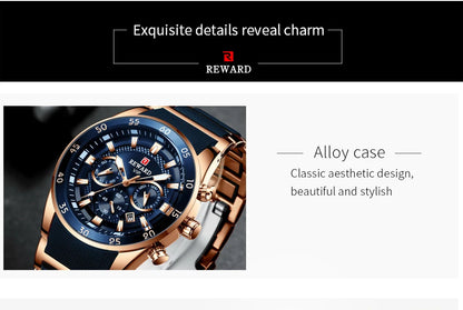 REWARD Relogios Masculino 81011M Sports Silicone Quartz Men's Watch Waterproof Calendar Chronograph Luminous Watches Men Часы