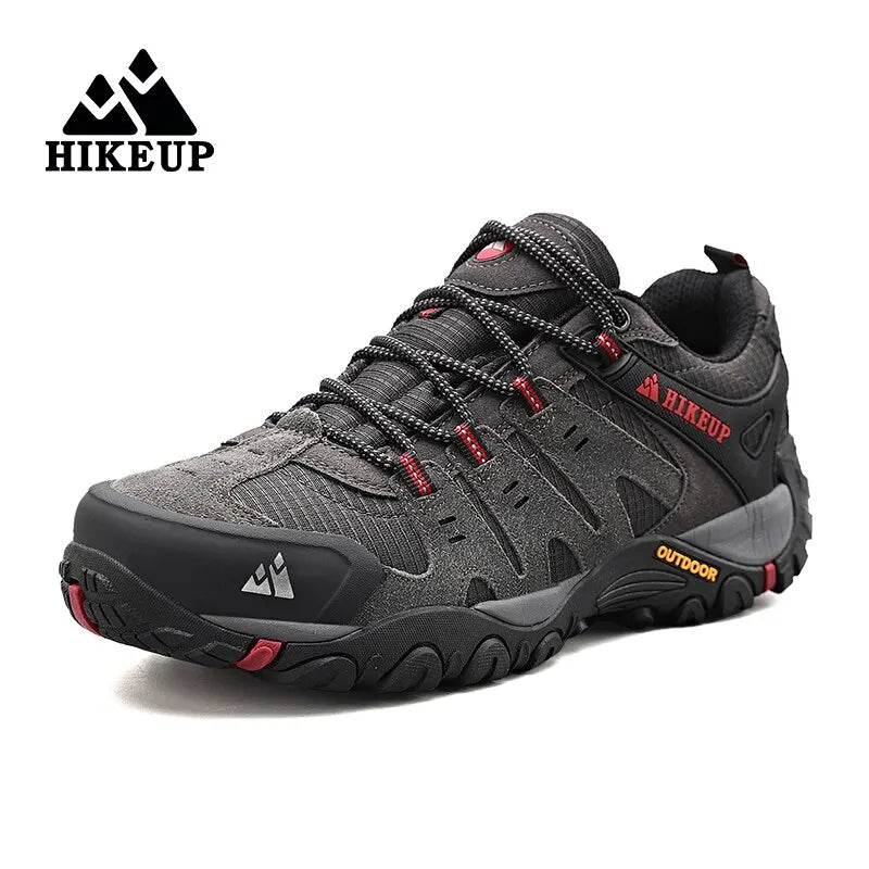 HIKEUP-Chaussures de randonnée en cuir suédé pour homme, baskets d'extérieur résistantes à l'usure, trekking, marche, chasse