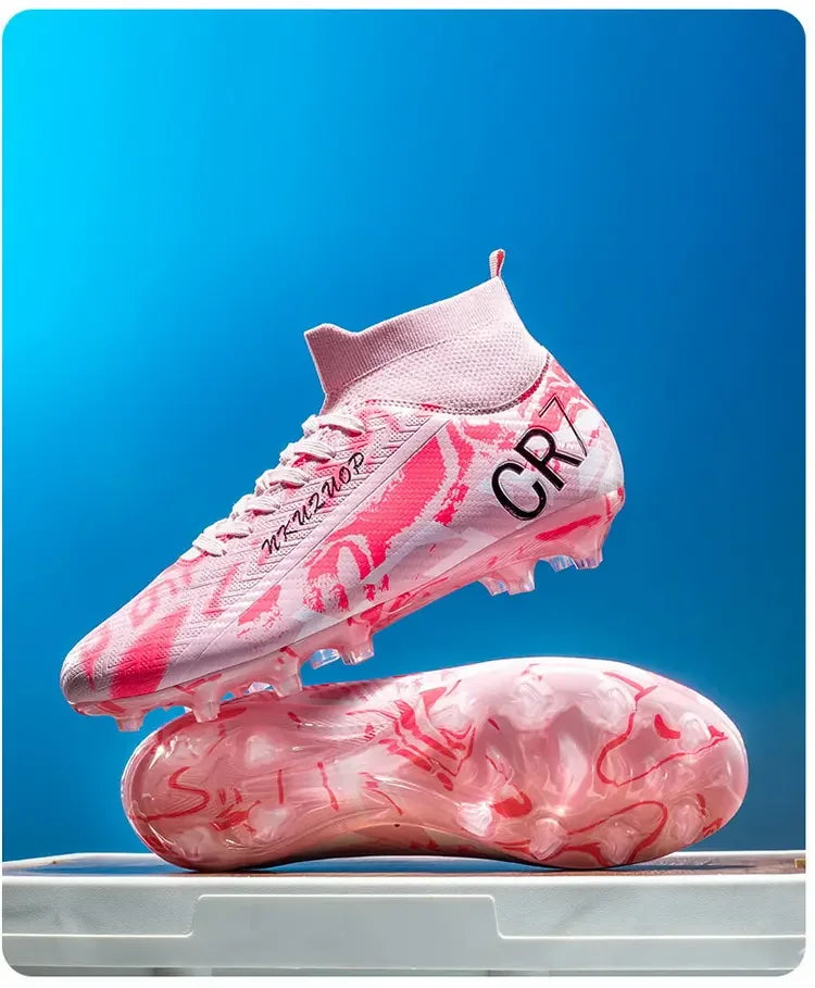 Unisex Teen Low Top Football Shoes Lightweight Elastic Sole Anti Slip Short Spikes Lawn Field Match Training Sneakers