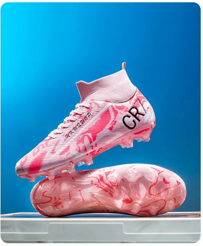 Unisex Teen Low Top Football Shoes Lightweight Elastic Sole Anti Slip Short Spikes Lawn Field Match Training Sneakers