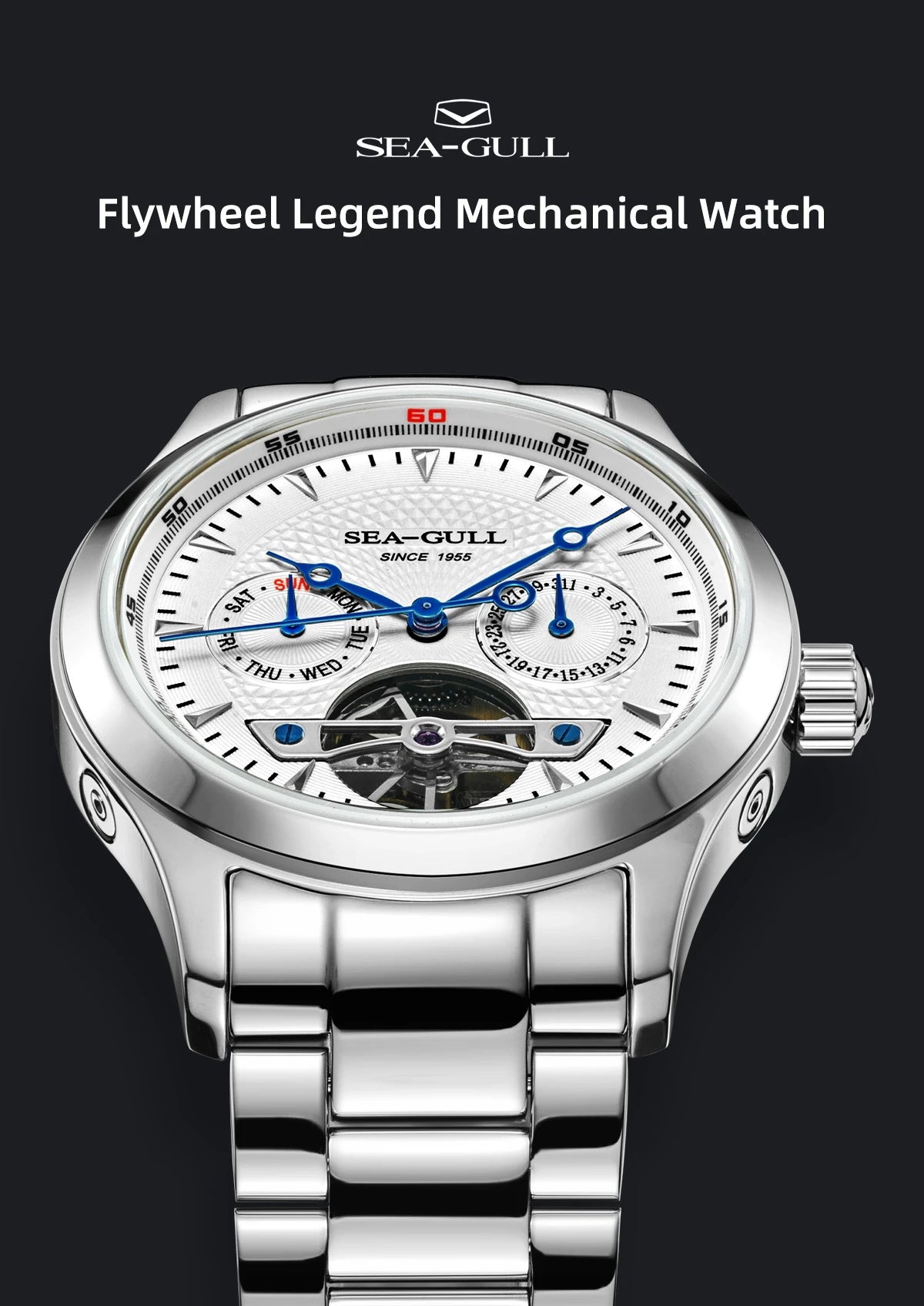 Seagull Flywheel Series Men's Watch Xidong Mechanical Watch 316L Precision Steel Band 39mm Business Watch Relojes Para Hombres