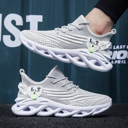 YRZL løbesko til mænd, sorte joggingsko, casual sneakers til udendørs brug, åndbart mesh, let stødabsorbering, sorte tennissko til kvinder