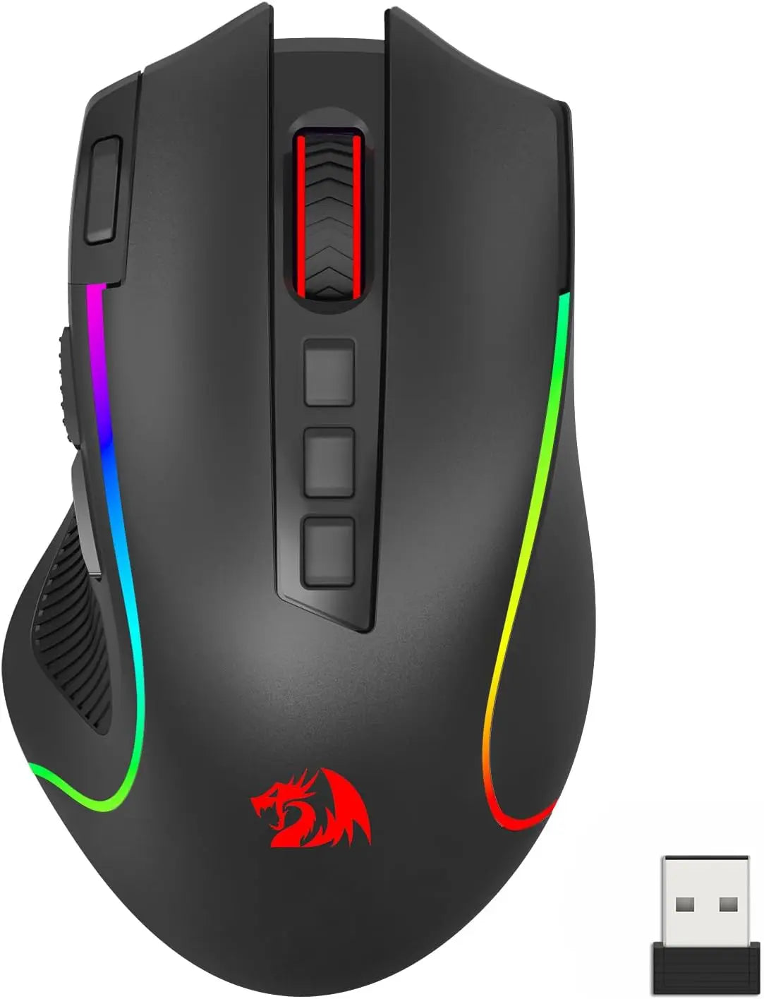Herní myš Redragon M612 PRO BT & 2.4RGB, optická hráčská myš 8000 DPI kabelová/bezdrátová, 11 programovatelných tlačítek a 6 režimů podsvícení