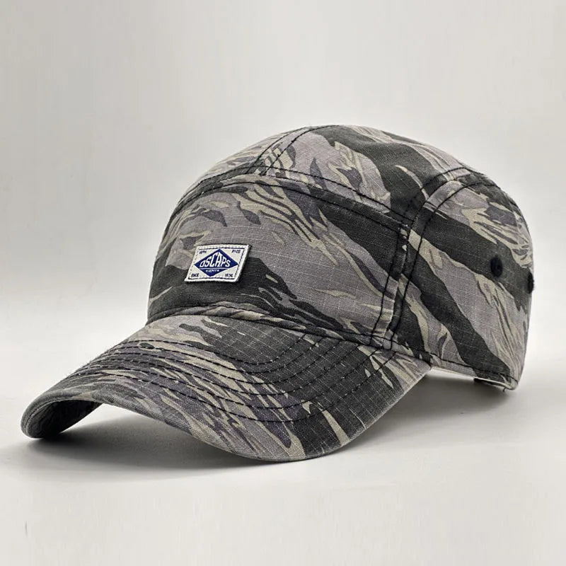 Baseballkappe im Workwear-Stil mit Camouflage-Muster und kurzer Krempe für Damen und Herren, trendige Unisex-Outdoor-Sonnenkappe