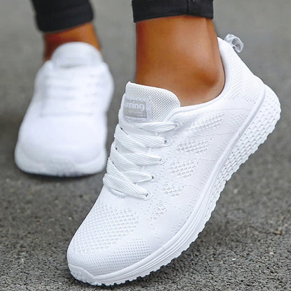 Damen-Flache Schuhe, Schnürschuhe, Freizeitsneaker, Damenschuhe, weiche Zapatos Mujer, große Größen