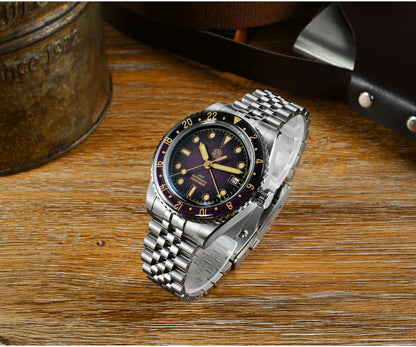 San Martin 2025 Men's Watches Retro NH34 GMT Sandwich Dial 40mm Bidirectional Sapphire Bezel Luxury Sports Watch 20Bar SN0134