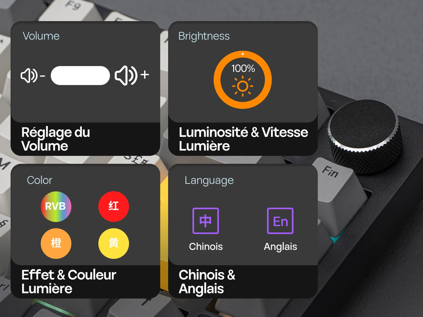 ISO-FR-Layout EPOMAKER X AJAZZ AK820 PRO 75% AZERTY Französisch Hot-Swap kabelgebundene/BT/2.4GHz kabellose mechanische Tastatur für Win/Mac/PC