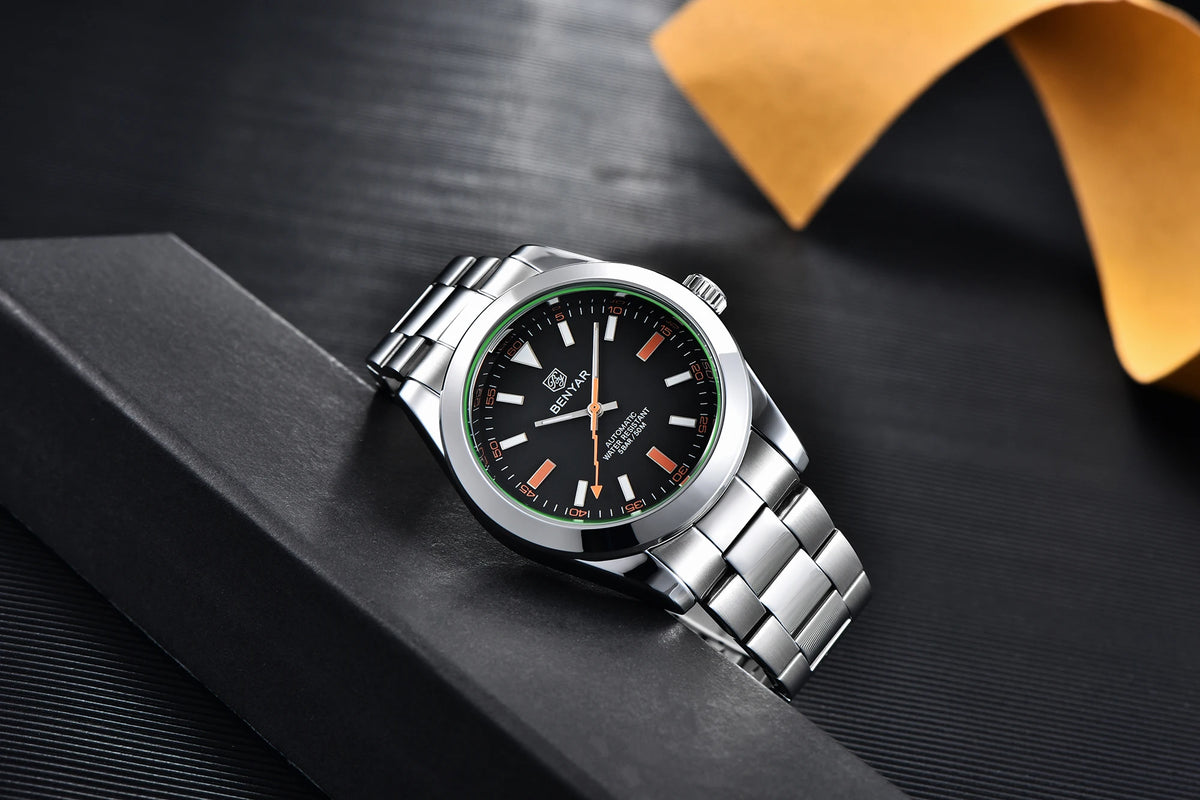 BENYAR – Nuovo orologio da uomo, marchio di lusso, orologio meccanico a carica automatica, impermeabile fino a 50 m, modello sportivo con lancette luminescenti