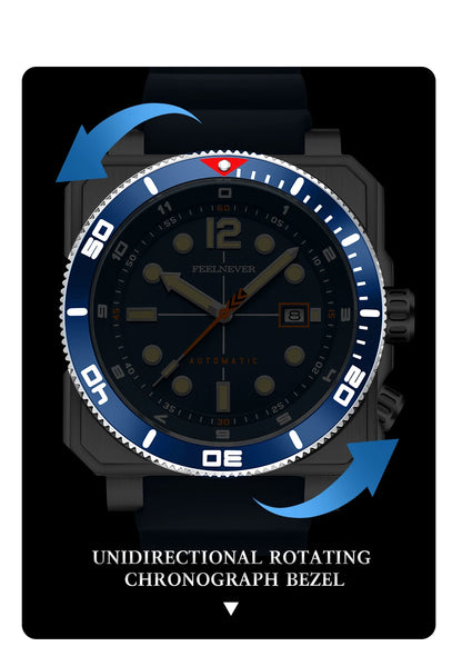 Reloj de buceo automático para hombre FeelNever 8215 con movimiento automático, superluminoso, acero 316, cristal de zafiro, reloj mecánico deportivo masculino