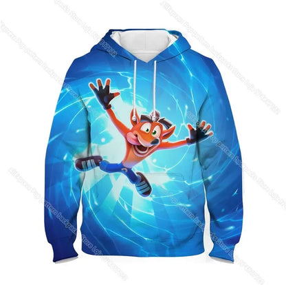 Dětské mikiny s kapucí Crash Bandicoot On the Run – jarní kolekce pro chlapce a dívky, mikiny s motivy z kreslených seriálů a anime, dětské svršky, kabáty a pulovry pro batolata