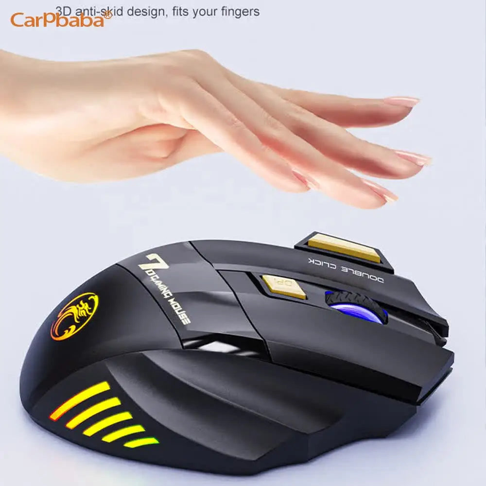 Belaidė Bluetooth pelė, įkraunama kompiuterinė pelė žaidėjams, ergonominė gaming pelė su RGB apšvietimu, tyli pelė PC kompiuteriui
