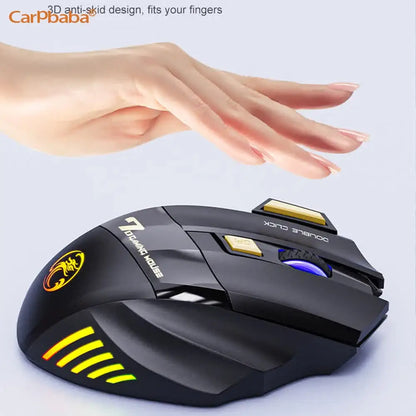 Belaidė Bluetooth pelė, įkraunama kompiuterinė pelė žaidėjams, ergonominė gaming pelė su RGB apšvietimu, tyli pelė PC kompiuteriui