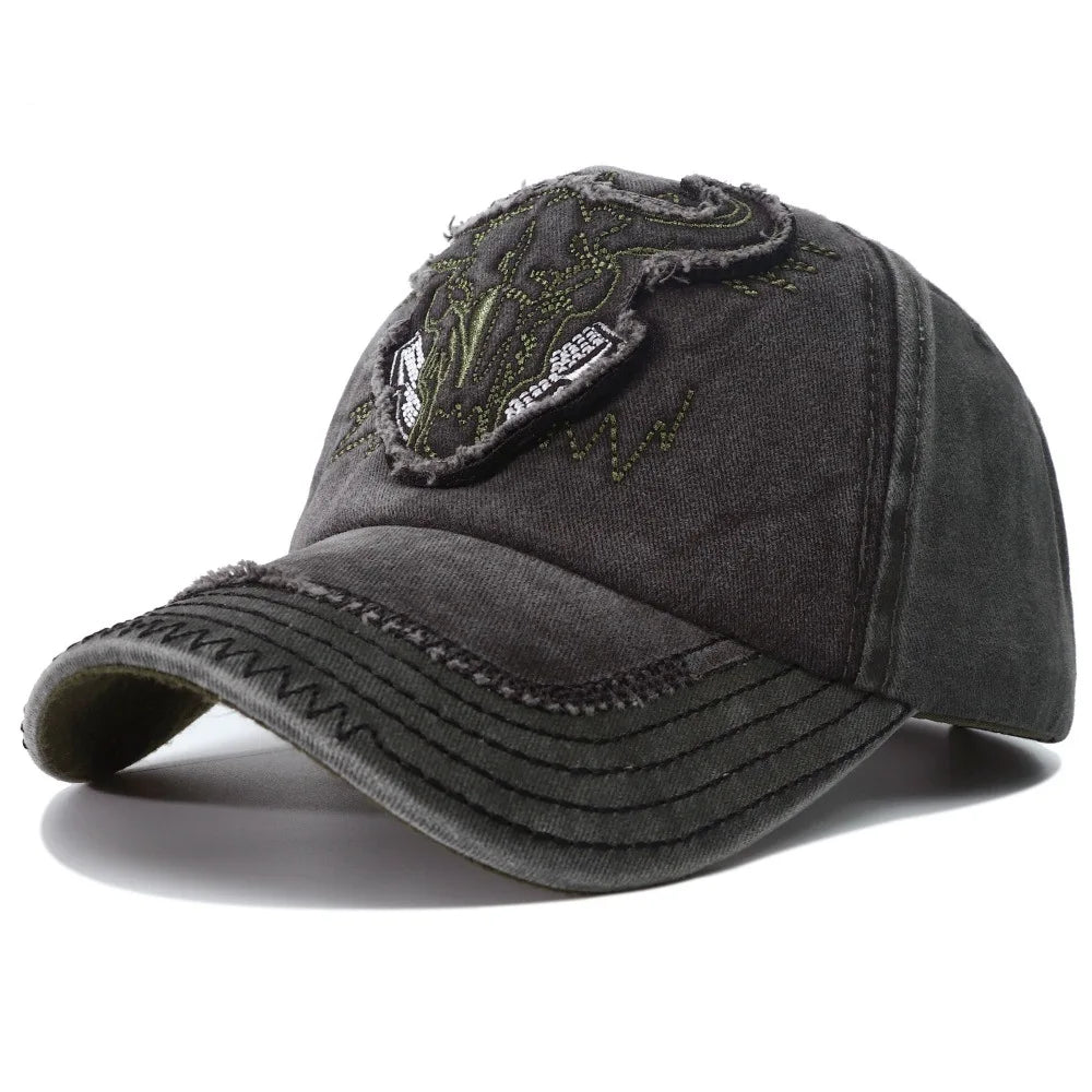 Hip Hop Vintage vypraná džínsová bejzbalová čiapka Casquette Homme s výšivkou býčej hlavy Y2k Snapback Dad Hats pre ženy a mužov