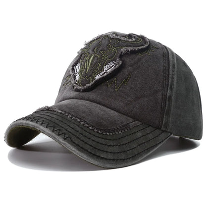 Hip Hop Vintage vypraná džínsová bejzbalová čiapka Casquette Homme s výšivkou býčej hlavy Y2k Snapback Dad Hats pre ženy a mužov