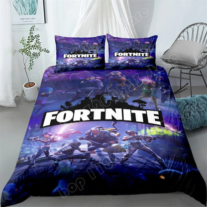 Fortnite Bedding Set 3pcs 3D Printed Bedroom Bed Linens Game Cartoon Decorative Bedding Duvet Cover Pillowcase Birthday Gift