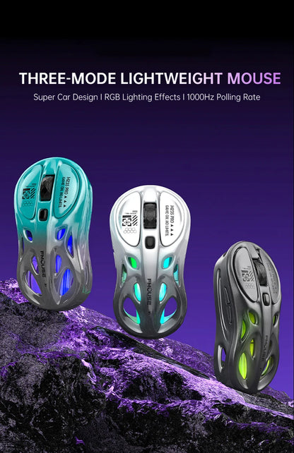 Bežični 2.4G trostruki RGB gaming miš, lagani perforirani dizajn s Chroma osvjetljenjem, žični Bluetooth e-sports miš kontroler