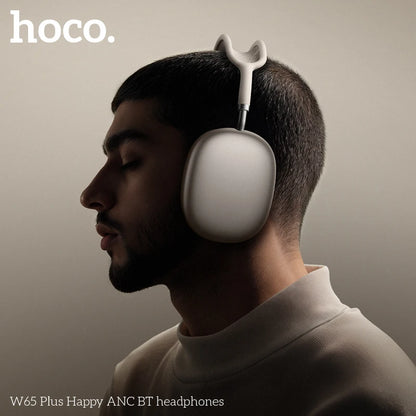 Casque Bluetooth HOCO W65 Plus ANC à réduction de bruit, circum-auriculaire, sans fil, grand écouteur, son Hi-Fi, casque sport avec bouton