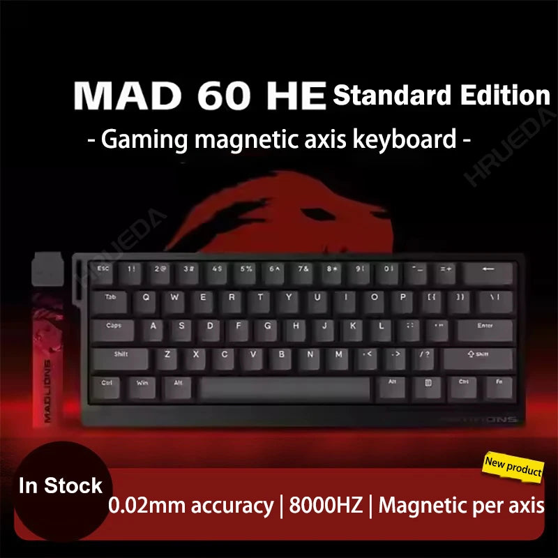 MADLIONS Mad 60he Mad60HE Mad 68HE Teclado mecânico com interruptores magnéticos, com fios, hot-swap, taxa de polling 8K, teclado gaming personalizado