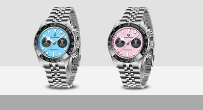 PAGANI DESIGN Men Watches 2026 New Pink BB Panda Dial Chronograph Fashion Luxury Quartz Watch For Men VK64 Movt Waterproof Watch