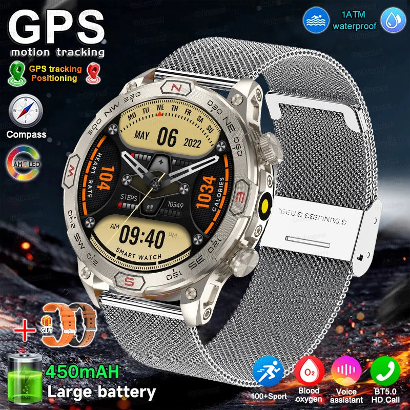 Men Fashion Outdoor Sport GPS Smart Watch Men AMOLED HD Screen Heart rate Waterproof Sport Smartwatch Man Smart Bracelet clock