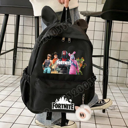 Neuer Fortnite-Cartoon-Rucksack für Jungen und Mädchen, lässige Schultasche mit großem Fassungsvermögen, Studententasche mit Hasenohren, Reiserucksack, Schreibwaren-Geschenk