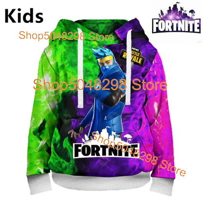 Hot Game Fortnite Hero Print Sweatshirt für Jungen und Mädchen, 3D-Kleidung, lässiger Kinder-Hoodie, für Kinder, Erwachsene, Herren und Damen, Frühlings- und Herbst-Pullover