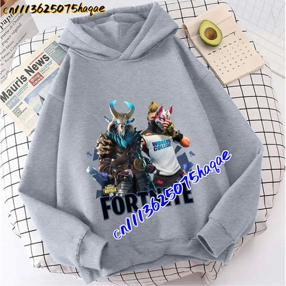 FORTNITED Felpa con cappuccio a maniche lunghe per bambini, bambine e ragazzi, streetwear, pullover, stile anime, top moda per bambini, idea regalo