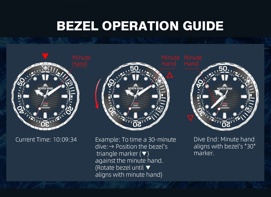 2025 New  NORTH EDGE TRITON Solar Powered Dive Watch Men Luxury Quartz Watches For Men 316L Stainless Steel Case Waterproof 300M