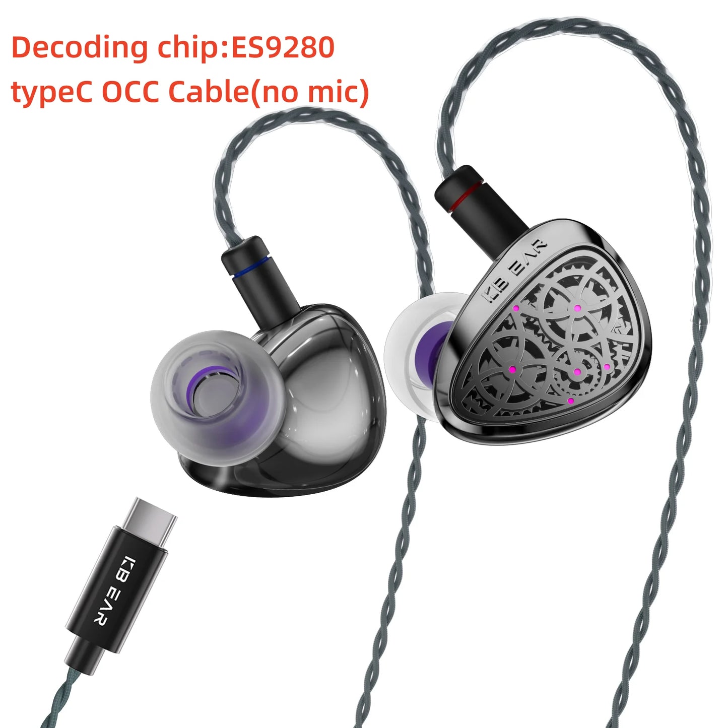 KBEAR Tourbillon-Pro TB-PRO in-Earphone 10mm DD High Resolution TypeC HIFI Wired Earbuds PU+PEEK+DLC Composite Diaphragm