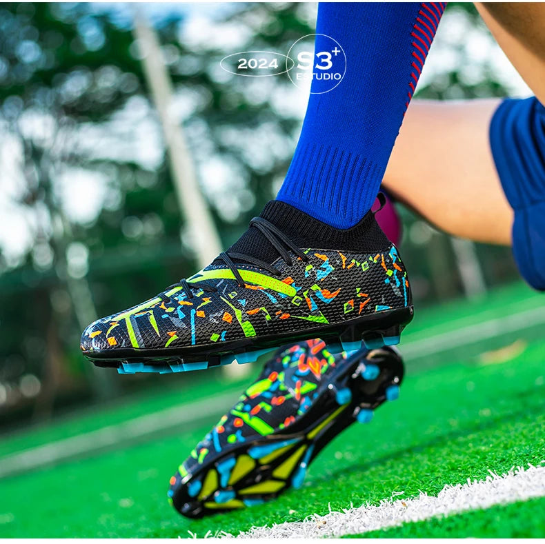 Chuteiras de Futebol Profissionais para Homem em Malha Respirável, Chuteiras Antiderrapantes Rápidas, Sapatilhas de Moda para Relva Artificial, Sapatos de Futebol Masculinos