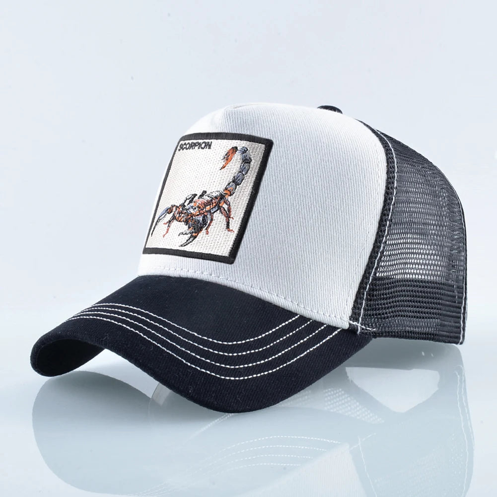 Cappellino da baseball unisex con toppa ricamata a forma di scorpione - Cappellino da baseball da uomo - Cappellino da donna con chiusura a scatto - Cappellino hip hop - Cappellino da esterno traspirante con visiera