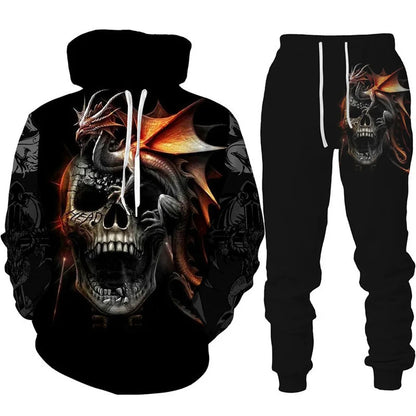 Retro Dragon Tattoo 3D Print Men Women Tracksuit Sets Casual Hoodie + Pants 2pcs Sets Oversized Sweatshirt Fashion Men Clothing