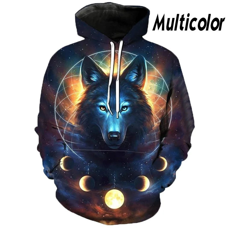 Europäischer und amerikanischer Bestseller: 3D-bedruckter Wolf-Hoodie, modischer langärmliger Pullover, cooler Animal-Sweatshirt mit Persönlichkeit