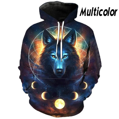 Europäischer und amerikanischer Bestseller: 3D-bedruckter Wolf-Hoodie, modischer langärmliger Pullover, cooler Animal-Sweatshirt mit Persönlichkeit