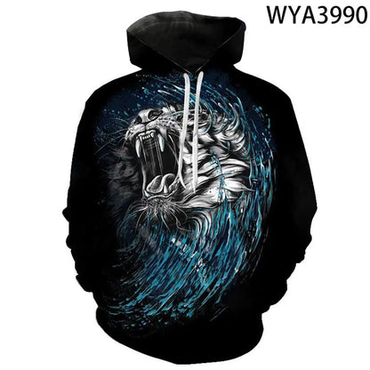 Europäischer und amerikanischer Bestseller: 3D-bedruckter Wolf-Hoodie, modischer langärmliger Pullover, cooler Animal-Sweatshirt mit Persönlichkeit