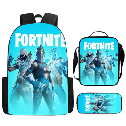 Cute Cartoon  3pcs Set School Backpack with Lunch Bag Pencil Case , Large Anime Fortnite Kids School Bags For Boys and Girls