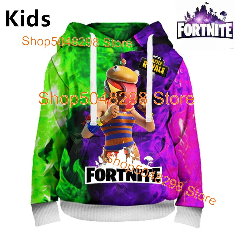 Hot Game Fortnite Hero Print Sweatshirt für Jungen und Mädchen, 3D-Kleidung, lässiger Kinder-Hoodie, für Kinder, Erwachsene, Herren und Damen, Frühlings- und Herbst-Pullover