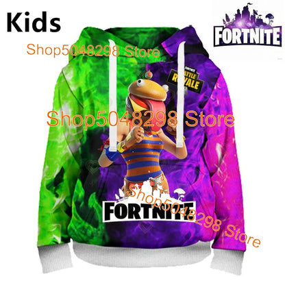 Hot Game Fortnite Hero Print Sweatshirt für Jungen und Mädchen, 3D-Kleidung, lässiger Kinder-Hoodie, für Kinder, Erwachsene, Herren und Damen, Frühlings- und Herbst-Pullover