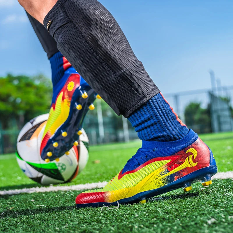 New Men Football Boots Match Adult Outdoor Sport Training Cleats Soccer Shoes Boys Long Spikes Breathable Non Slip Comfortable