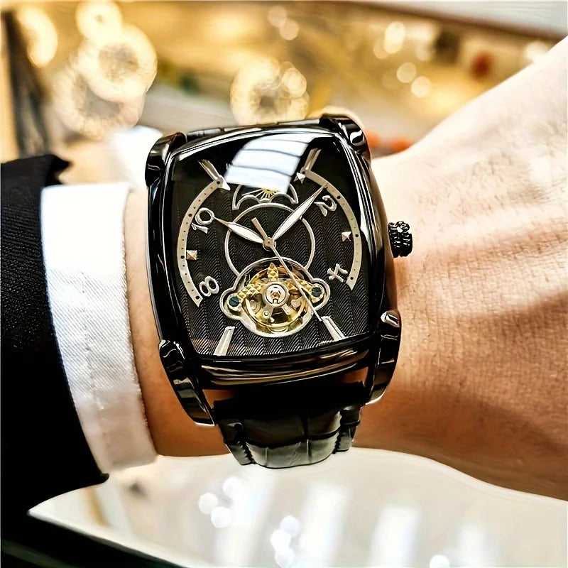 [Luxus-Mechanikuhr mit Tourbillon] Leichte Luxus-Mechanikuhr mit Tourbillon für Herren – Vollautomatisches Spitzenmodell im trendigen „Skelett“-Design, ideal für den Business-Look o