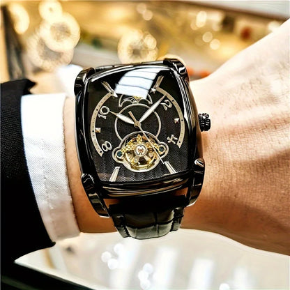 [Luxus-Mechanikuhr mit Tourbillon] Leichte Luxus-Mechanikuhr mit Tourbillon für Herren – Vollautomatisches Spitzenmodell im trendigen „Skelett“-Design, ideal für den Business-Look o