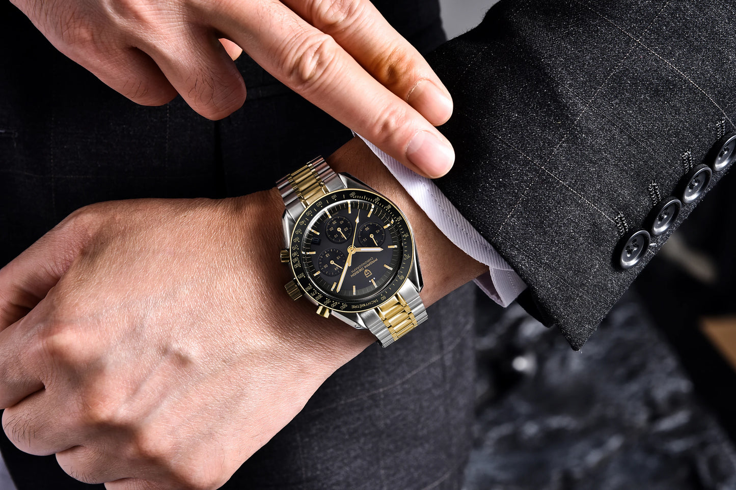 PAGANI DESIGN New AR Sapphire Quartz luxury men's watches 500 vitometer Circle Sport M 100 waterproof chronograph 316L all-steel Japan Movt Luminous man Watch