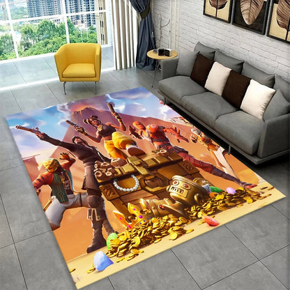 Cartoon F-Fortnite Game Gamer Carpet Rug for Playroom Bedroom Living Room Sofa Home Decor, kids Area Rug Non-slip Floor Mat