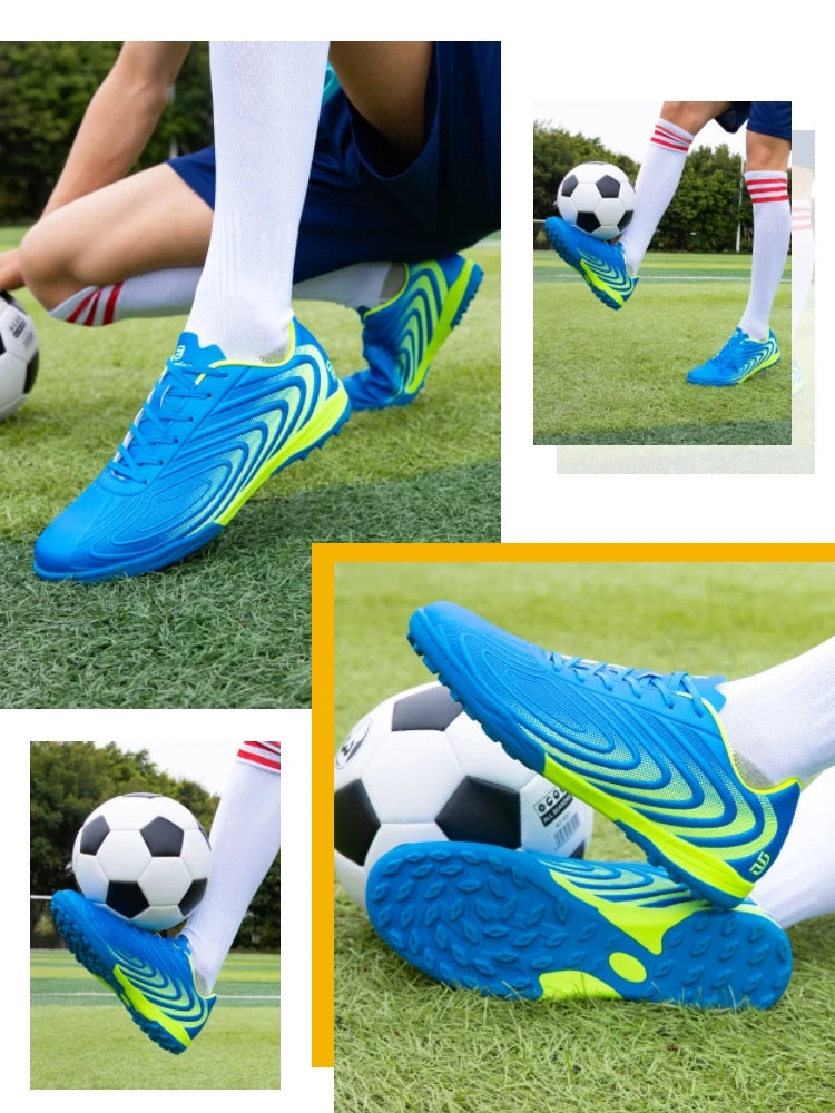 Baasploa Pantofi de fotbal profesioniști pentru bărbați, pantofi sport de antrenament antiderapant pentru exterior, ghete de fotbal din piele ușoară pentru bărbați, Chuteira Campo